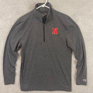 Champion Nebraska Cornhuskers Quarter 1/4 Zip Men’s Small Grey Long Sleeve Shirt